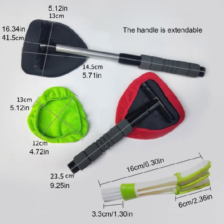 Windshield Cleaning Set Features Telescoping Rod And 6 Washable Microfiber Cleaning Pad
