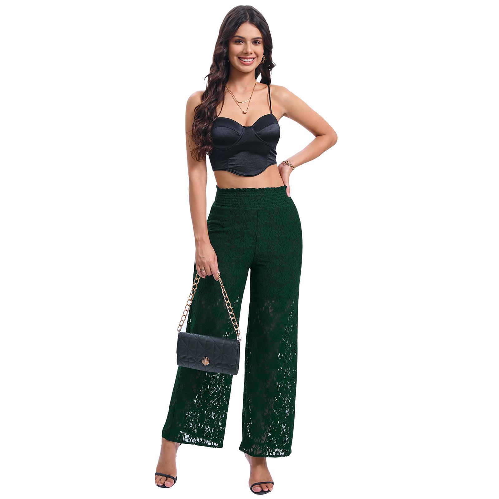 

Жіночі весняно-літні штани великого розміру з мереживом широкого крою - Європейська та американська мода, Хіт продажів 3XL