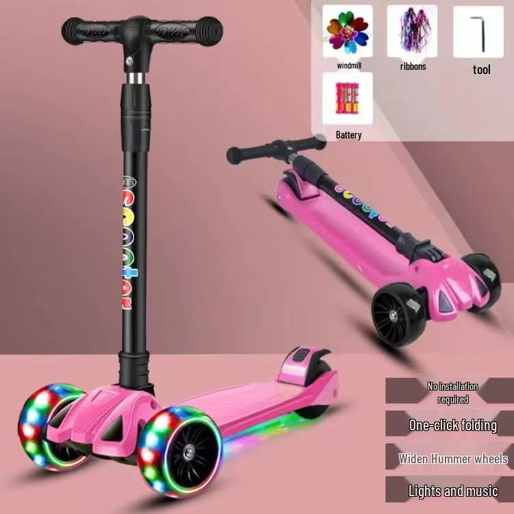 Hulajnoga składana 3 w 1 Little Wen Tong ze światłami dla dzieci w wieku 2-12 lat