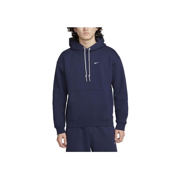 Nike Embroidered Logo Solid Long Sleeve Hoodie Men Tops Deep-Blue DX1356-410