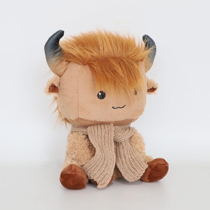 Highland Cow Plush Toy With Scarf Soft Plush For Kids And Collectors