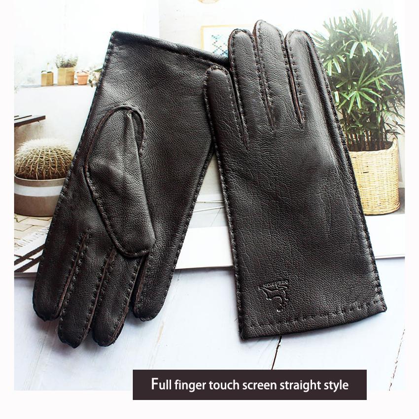 Touch Screen Genuine Leather Deer Skin Gloves For Women Retro Style Autumn and Winter Driving Warm Motorcycle Riding Gloves