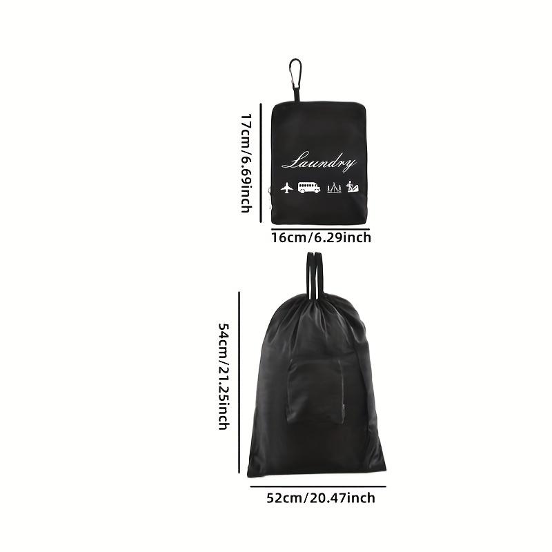 1pc Foldable Laundry Bags with Handles & Carabiner, Durable Cloth, Black & Grey, Travel & Camping Ready, Gym Gear Organizer
