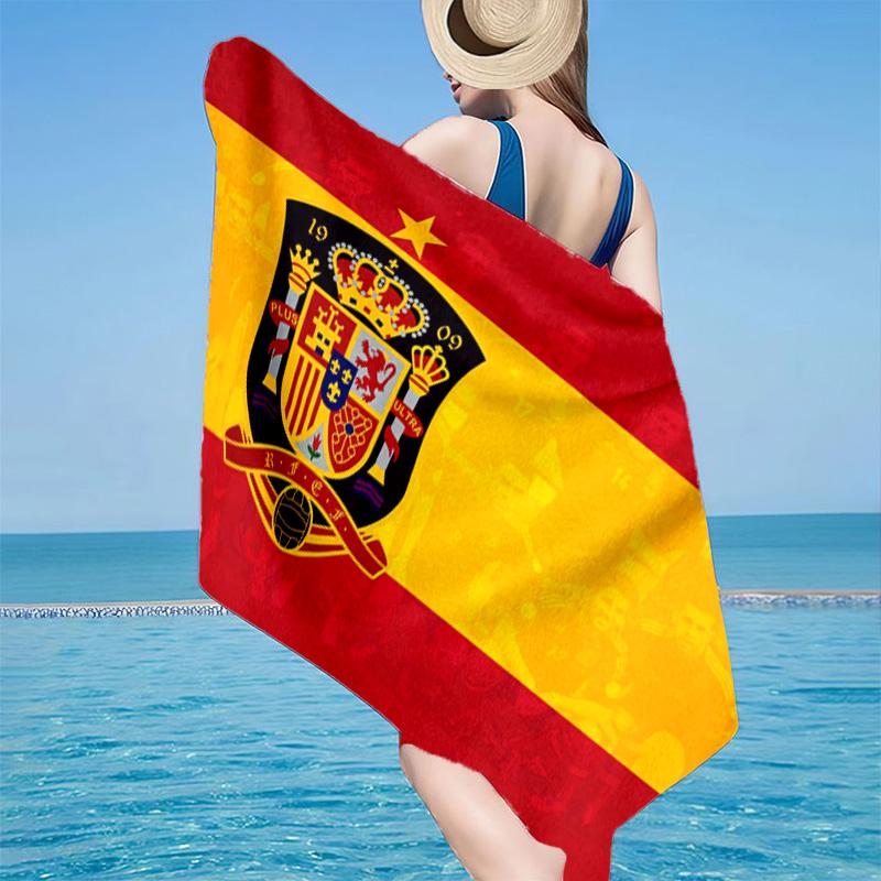 Spanisches Nationalwappen Strandtuch, Schnelltrocknend, Pflegeleicht, Für Fitness und Strandurlaub geeignet, Sport-Essential Fan-Geschenk