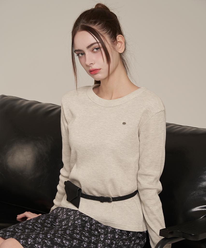 Iteoneolmomeonteu Waffle T-Shirt _ Oatmeal