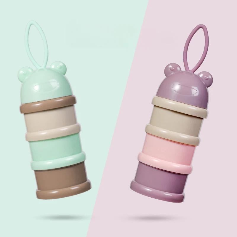 Colourful baby 3 tier milk powder box Individual tiered milk powder compartments Children's portable rotating milk powder box1PC