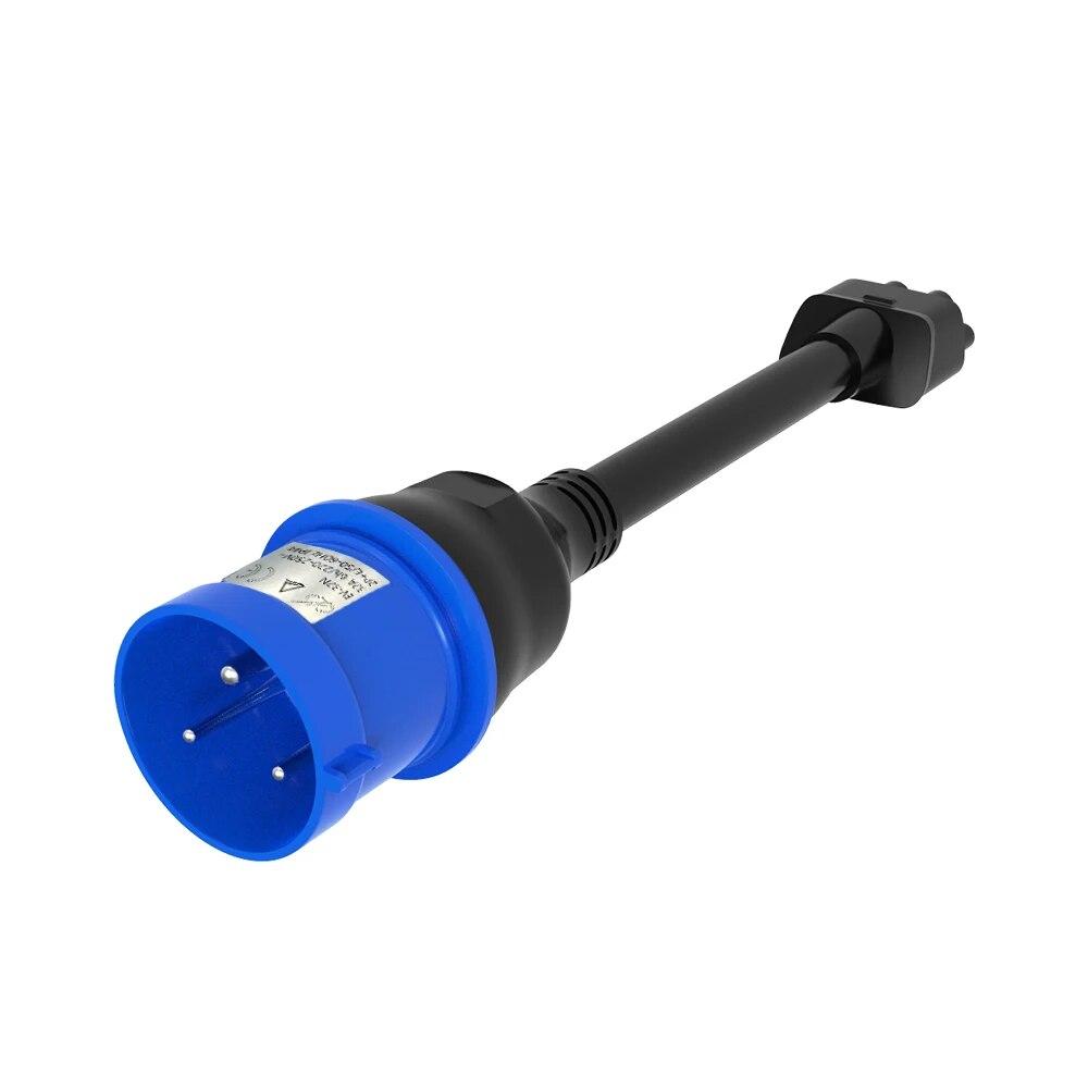 

For Tesla 3 Pin Blue CEE Adapter Tesla Model S,3,X,Y Gen 2 Ev Charger Extension Cord Connector 240V Outlet at 32A 10 Inch European standard