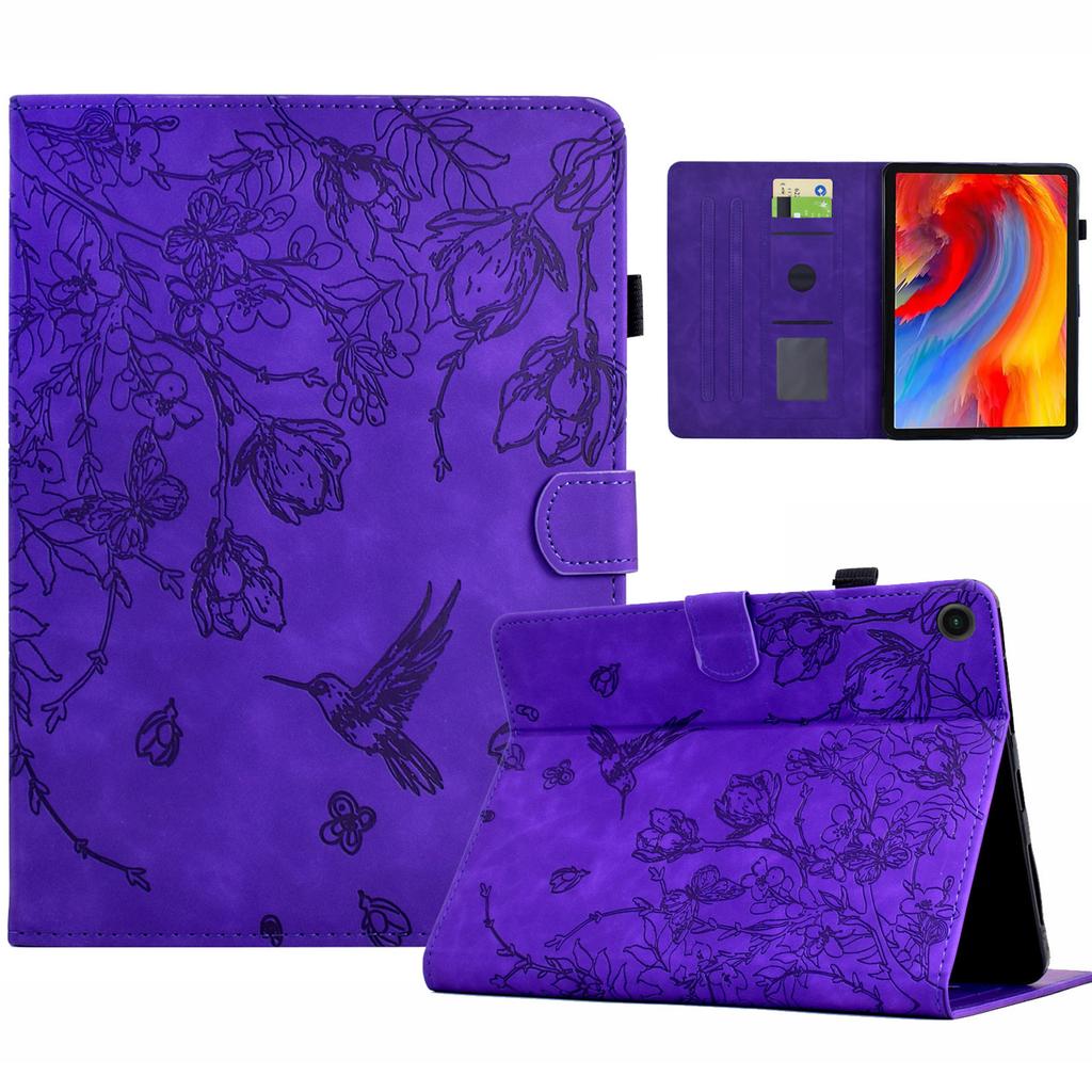 Pro Samsung Galaxy Tab A9+ Pouzdro Květina Pták Vytištěný Držák na Karty Kožený Kryt na Tablet