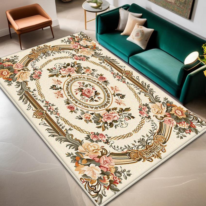 Böhmischer Teppich Wohnzimmer Heimdekoration Luxus Rutschfest Große Raumteppiche Blumendesign Leicht zu Reinigen Couchtischmatte Weich
