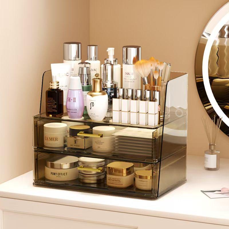 Schicke Transparente Kosmetik-Organizer-Box - Staubdichte Aufbewahrung für Hautpflege, Lippenstifte und Make-up