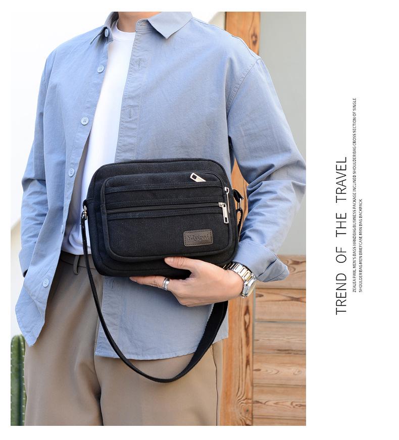 Men's Retro Fashion Canvas Crossbody Bag - Breathable, Solid Color Design