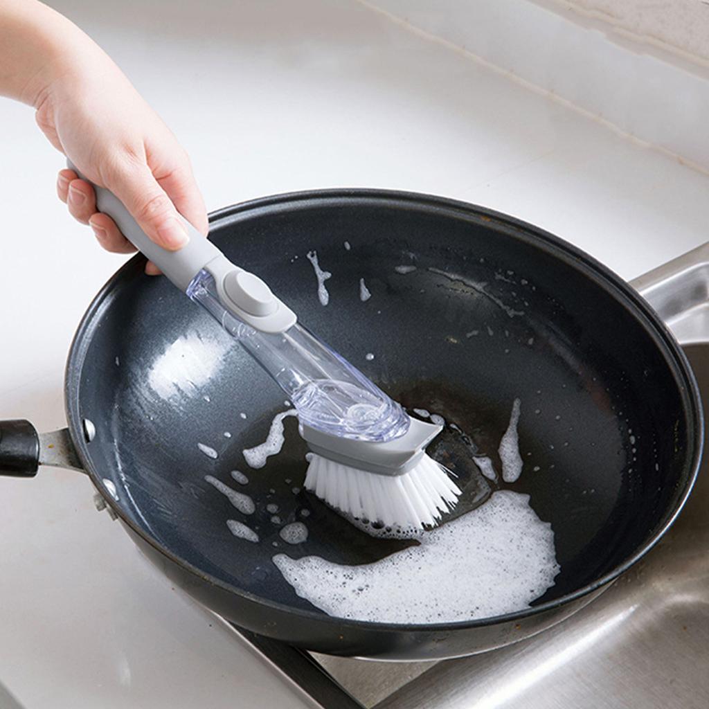 Soap Dispensing Dish Brush Versatile Long Handle Hydraulic Design Soap Dish Scrubber Brush for Home Kitchen