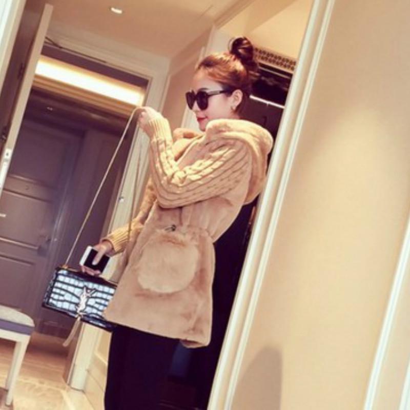 

Женская зимняя теплая вязаная куртка с длинными рукавами и капюшоном, верхняя одежда, пальто XL хаки