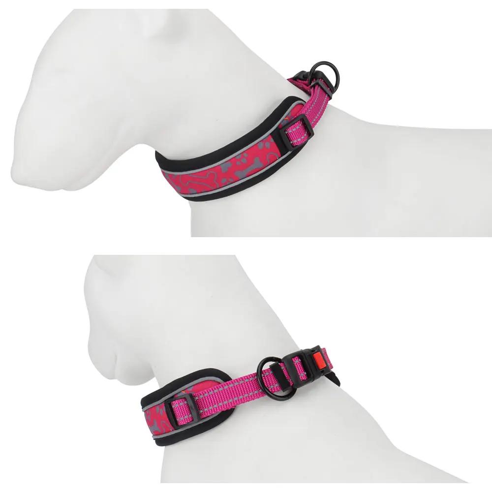 Reflective Dog Collar Soft Padded Breathable Nylon Adjustable Pet Collars for Girl Male Female Small Medium Large Dogs Training