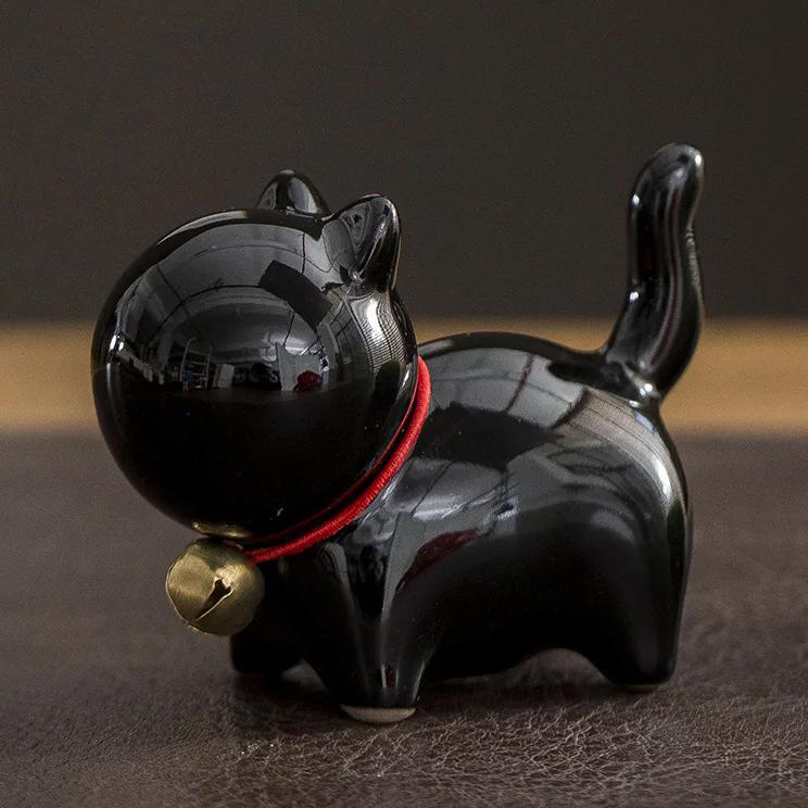 Tea Pet  Ceramics Ornaments Gold Painted Boutique Tea Table Accessories Kitten Creative Ceramics Cute Kitten Ornament Animal