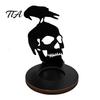 Festive Tabletop Atmosphere Light Halloween Shadow Candle Holder, Spooky Ghost Skull Candlestick Decoration, Stable Wooden Tealight Holder Vintage Tea