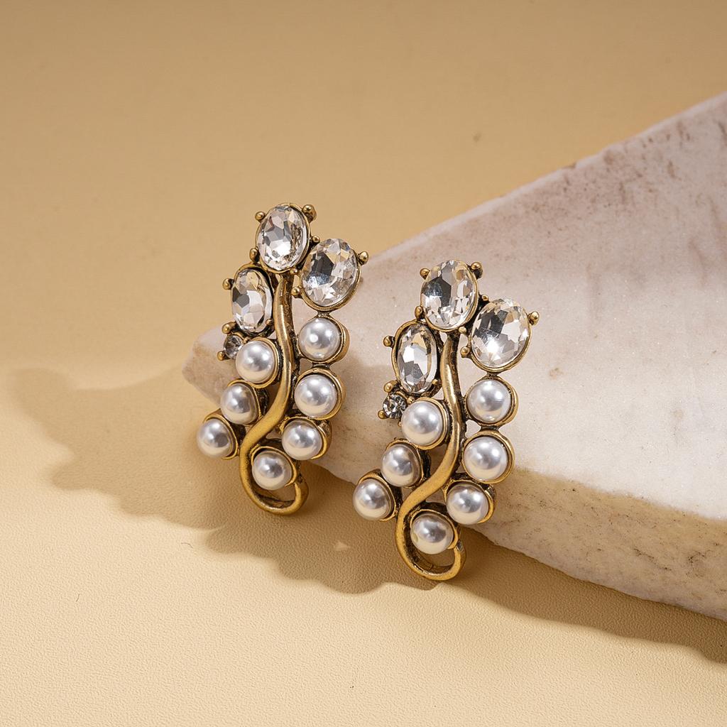 Diamond-encrusted Imitation Pearl Beaded Geometric Adjustable Sweater Chain Temperament Light Luxury Necklace