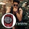 Rock Punk Men's Analog Quartz Watch Waterproof Leather Bracelet Wide Band Fashion Accessory