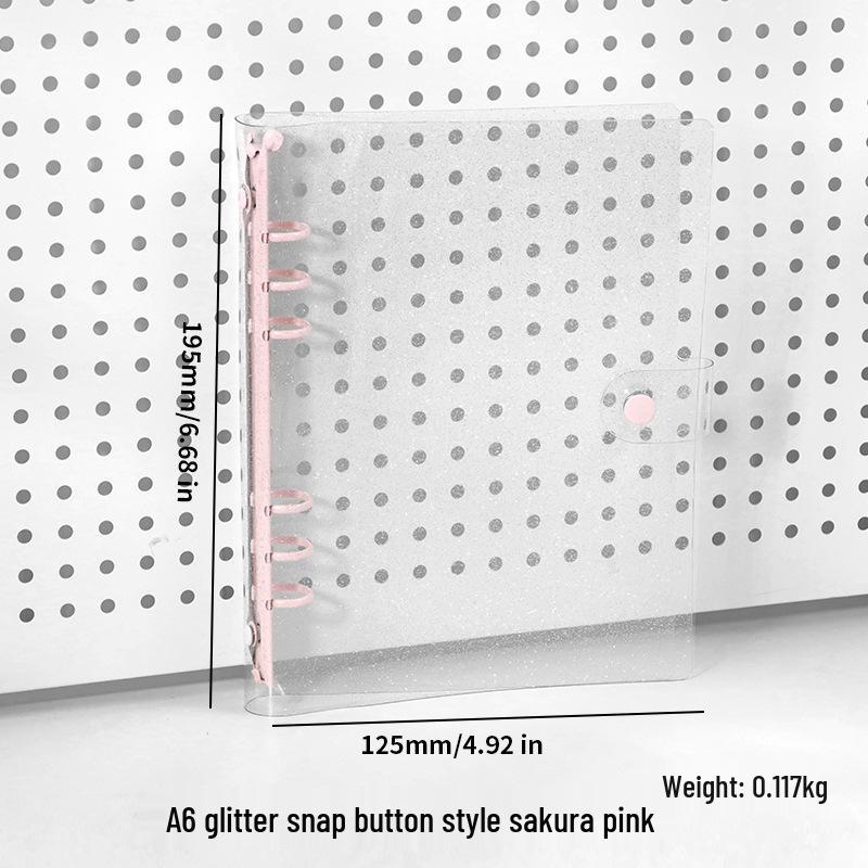 Glittery Transparent PVC 6-Ring A5/A6 Student Notebook & Journal