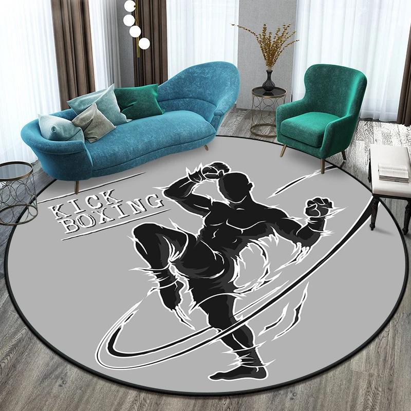 Fußball Fußballfeld Bedruckter Runder Teppich für Wohnzimmer Matte für Kinder Bodenteppich Yogamatte Schlafzimmer E-Sport Stuhl Rutschfeste Matten