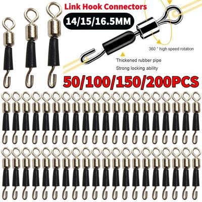 50-200PCS Fishing Barrel Bearing Rolling Swivel Solid Ring Fast Link Hook Connectors Fishing Tackle Accessories