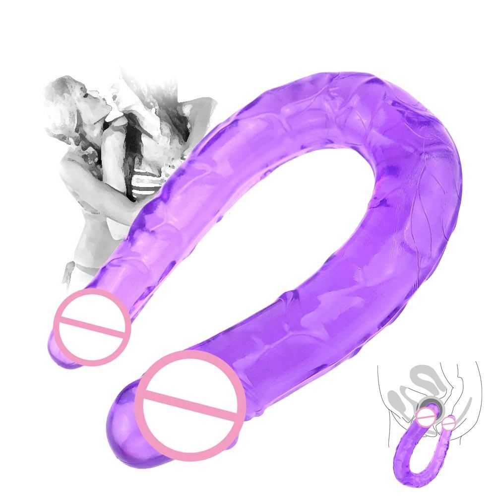 Long Realistic Penis Female Masturbator Lesbian Toys Double Head Dildo Sex Toys for Woman G Spot Massager No Vibrators Inside