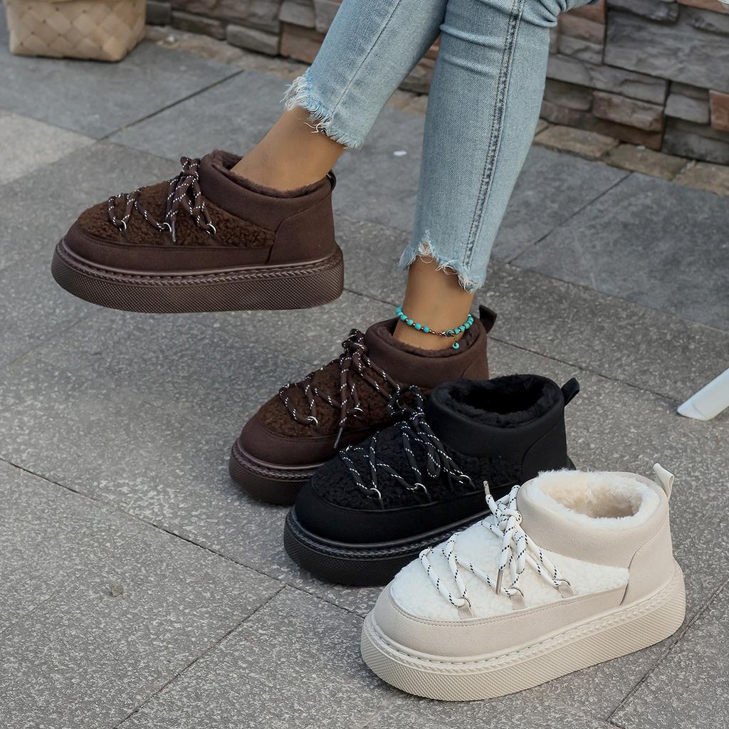 Women's thickened warm not tired feet a foot stirrup thick bottom height comfortable waterproof non-slip leisure snow boots cotton shoes