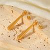 Simple Long Drop Titanium Steel Earrings Versatile Gold Bead Stud Earring Jewelry