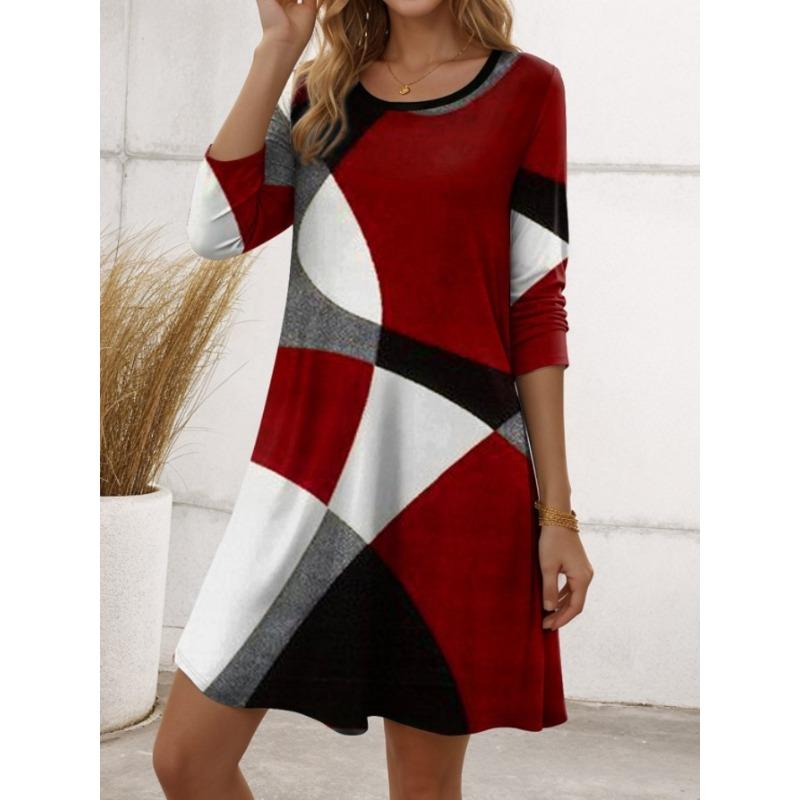 IHUASU Fashion Autumn Winter Long Sleeve O-Neck Casual Dresses