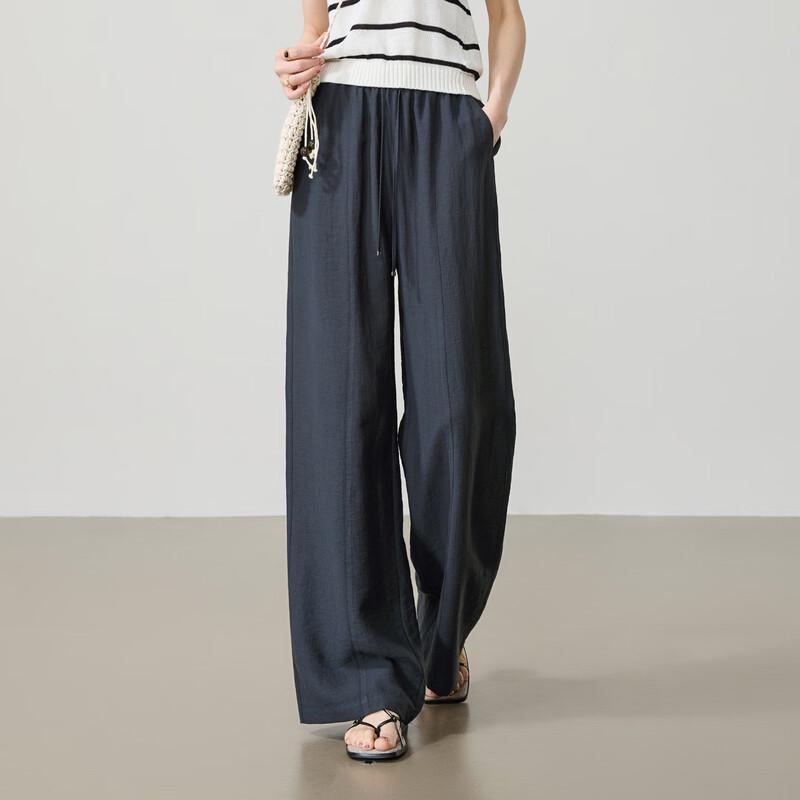 ESE-Y Women's High-Waisted Linen Blend Wide-Leg Pants