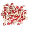 50 piezas de clips de madera con diseño de corazón rojo para hacer bricolaje, alfileres decorativos para accesorios de fiesta