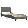 Bed with Mattress  Hvar  Dark Grey 90 x 200 cm Fabric