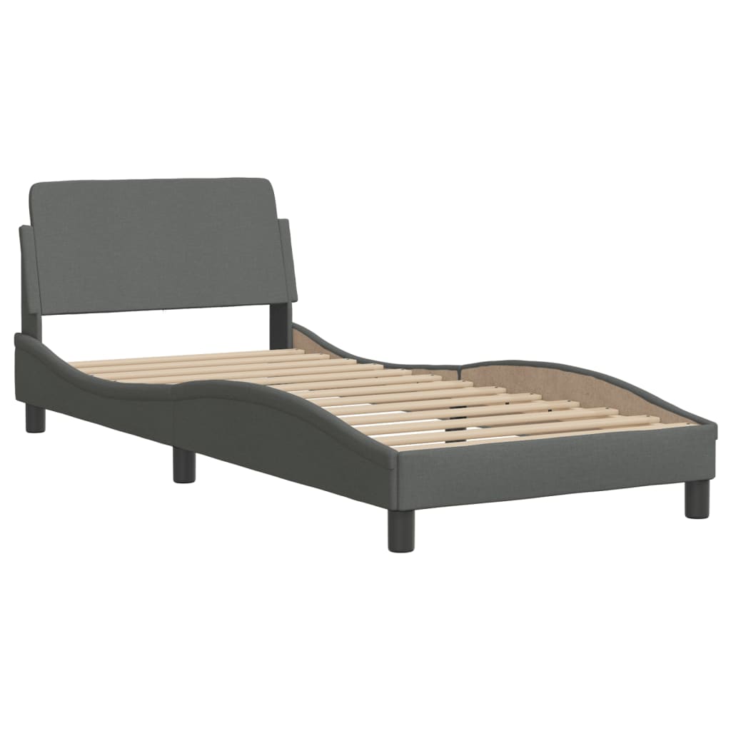Bed with Mattress  Hvar  Dark Grey 90 x 200 cm Fabric