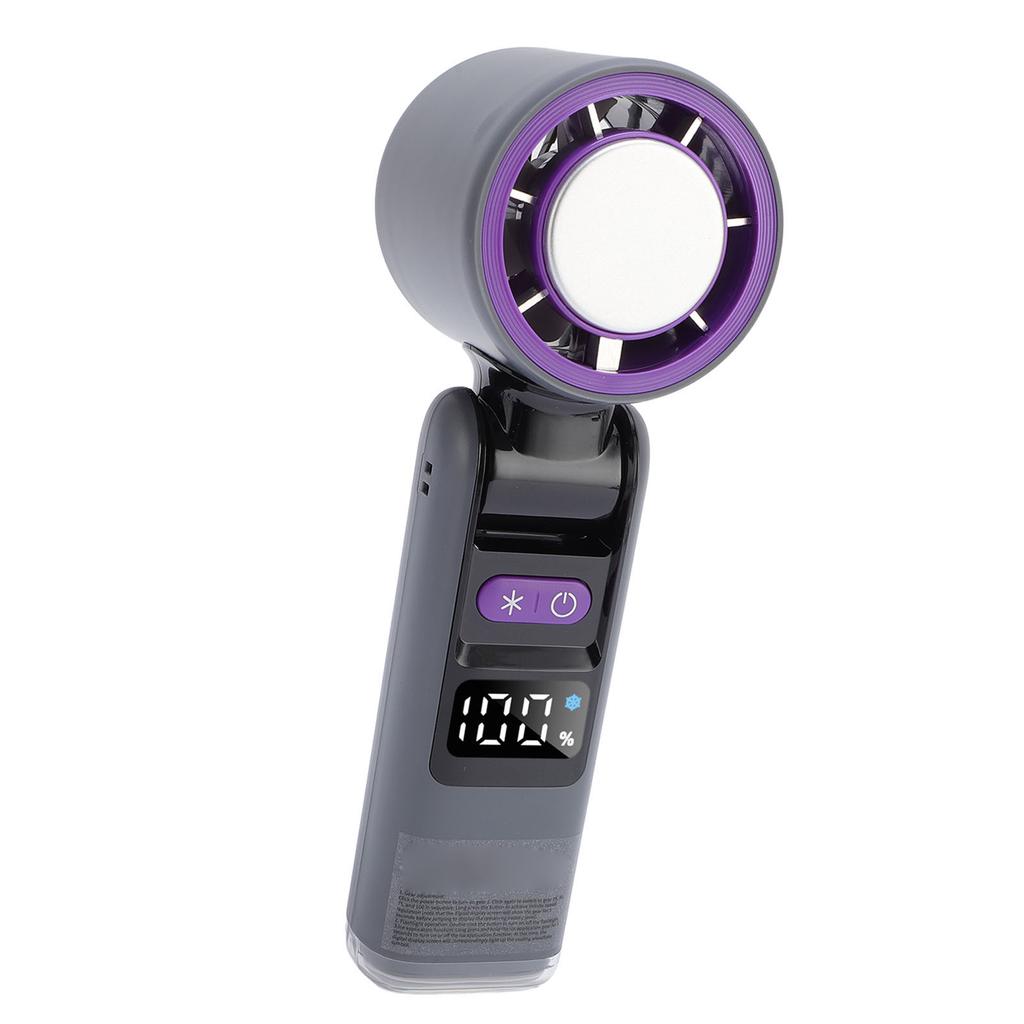 Handheld Fan Digital Display High Speed Turbine Ice Cooling Fan Foldable Fan with Light for Travel