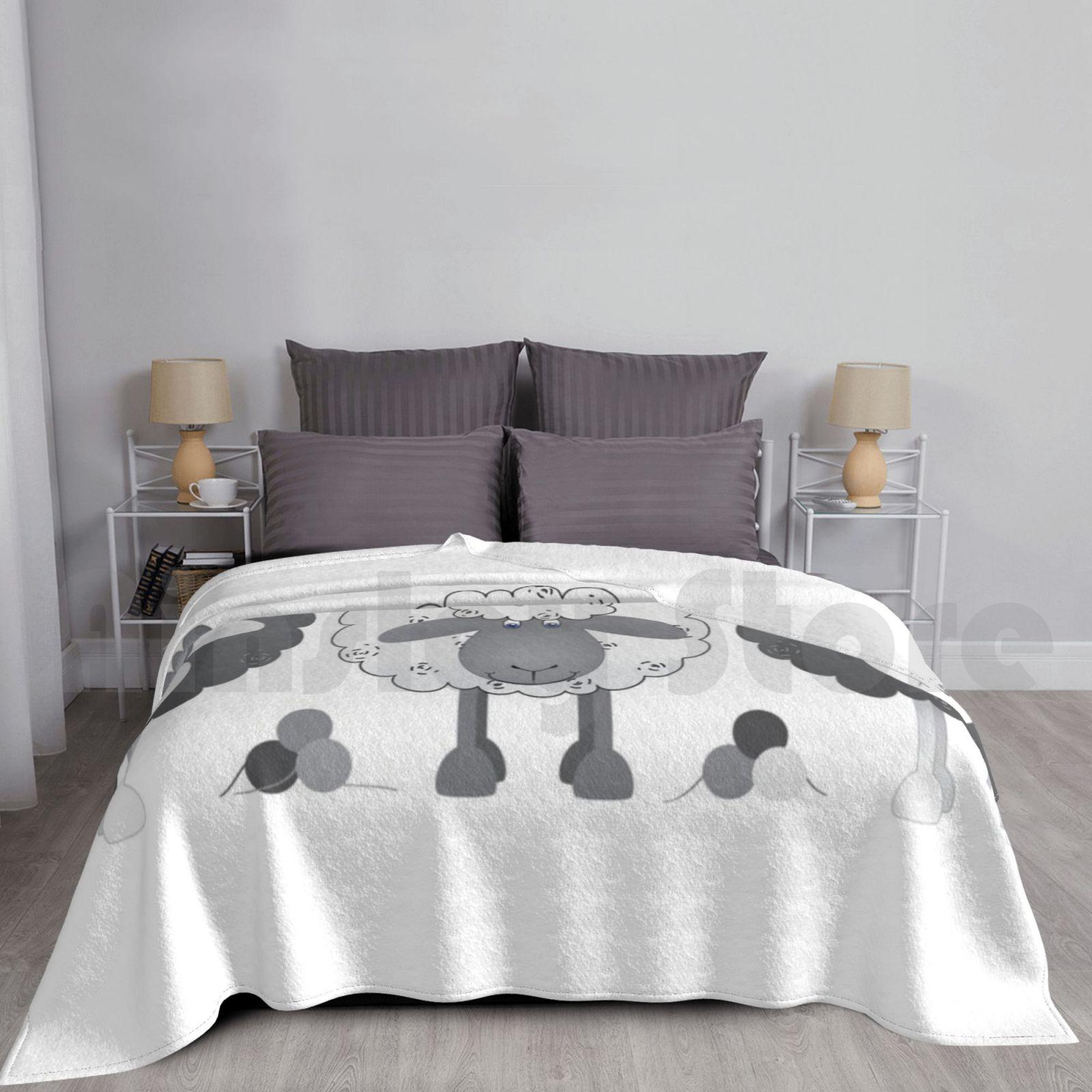 Blanket Trio Of Sheep. 1064 Sheep Ewe Lambs Cute Sheep Image Sheep Illustratration Fluffy Size: 75*100cm, Weight: 230 GSM