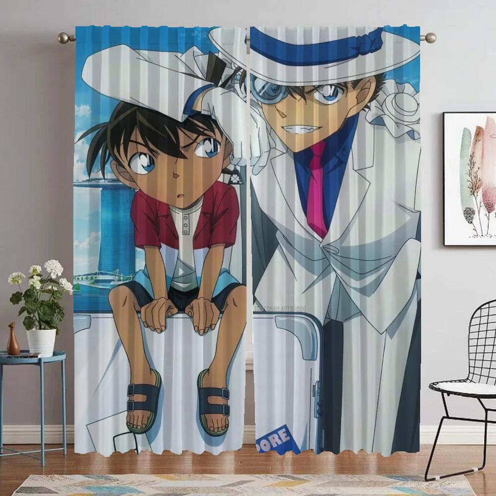 Kaitou Kiddo Kitchen Curtains for Living Room Partition Halloween Decoration Tulle for Bedroom Blackout Curtain Shades Elegant