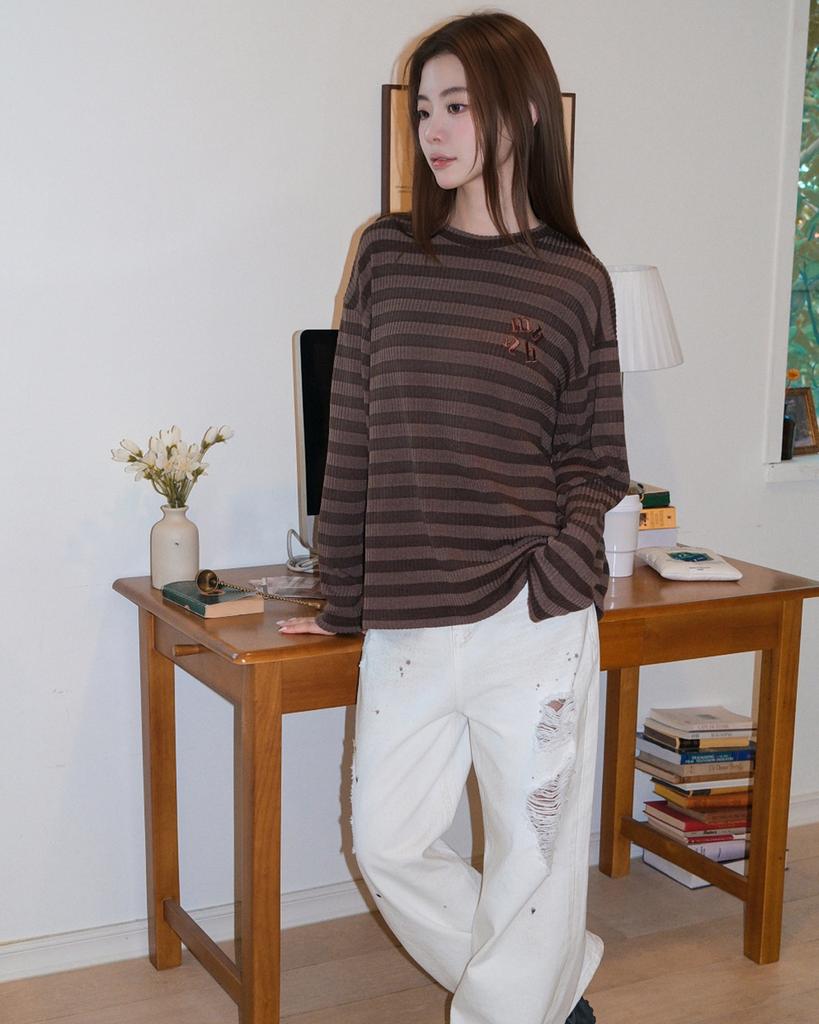 MUAHMUAH Striped Loose Fit Knit [Brown]