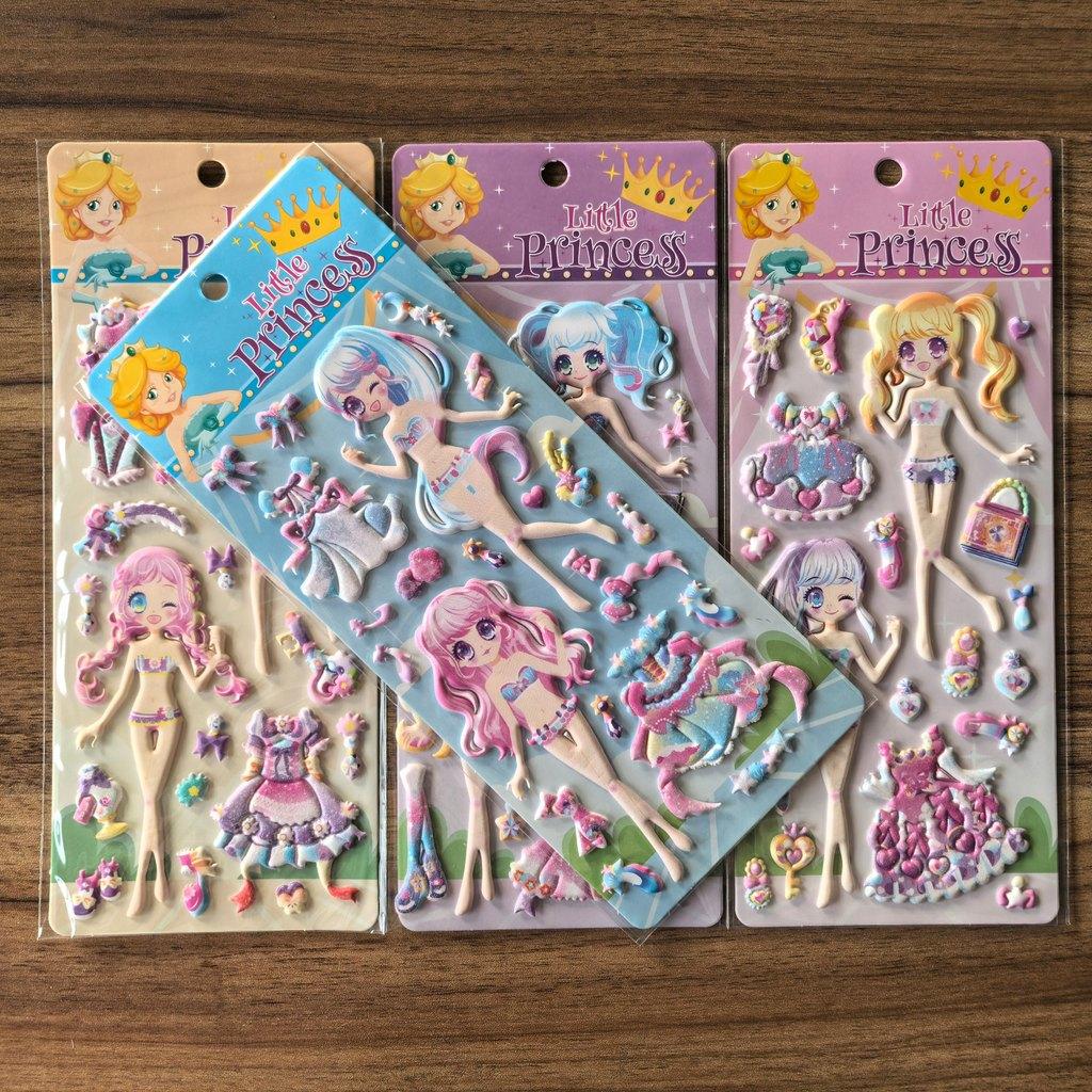 4 Sheets Little Princess Dress-Up Sticker Cute Cartoon Princess Decals for DIY Crafts Notebooks Decor BulingBulingStickers Store