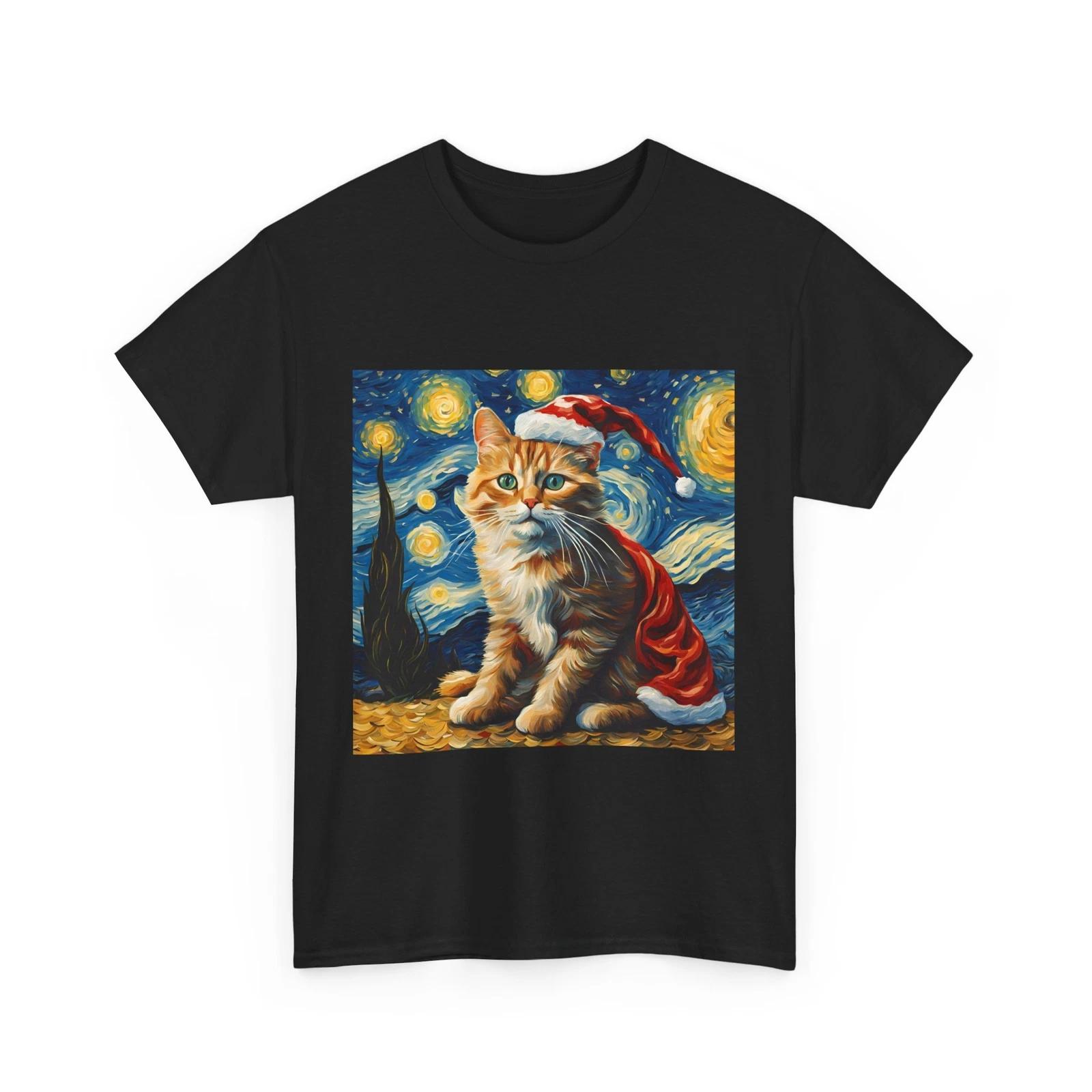Van Gogh Cat Shirt | Van Gogh Christmas Cat Shirt | Starry Night Cat Shirt | N S