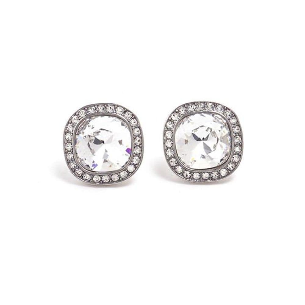 E543 White Austrian Crystal Silver Needle Earrings