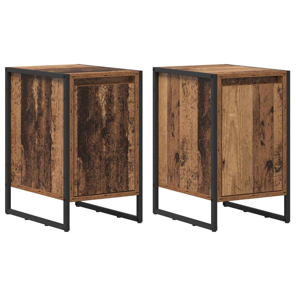 Nightstand Set of 2 Reclaimed Wood Look 39.5 X 30 X 50 Cm Engineered Wood