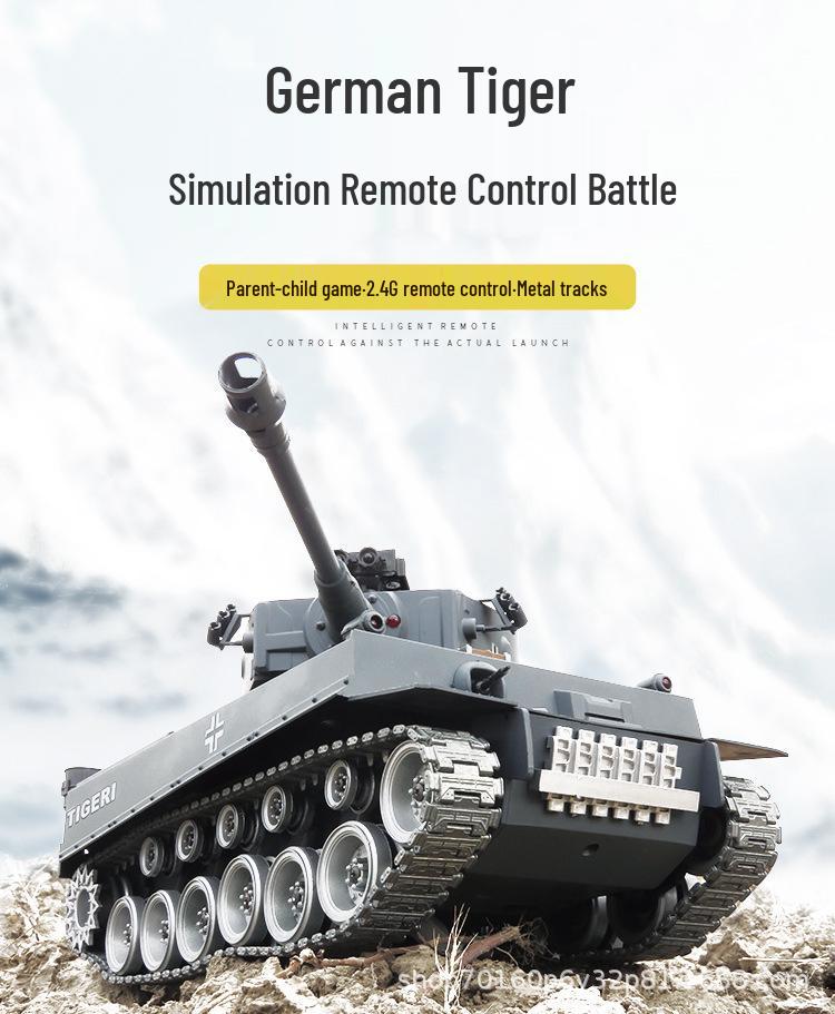Brothers 812 German Tiger Remote Control Alloy Tank - Metal Tracked & Water Bomb Launching Toy for Boys