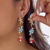 Creative Christmas Long Tassel Dangle Earrings for Women Enamel Gingerbread Man Candy Teapot Pendant Earring Party Jewelry Gift