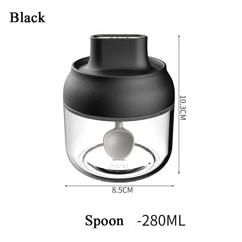 Kitchen Glass Spices Bottles Glass Sugar Salt Honey Storage Jar 280ml Seasoning Storage Box with Brush Spoon Lid Accessories 1Pc