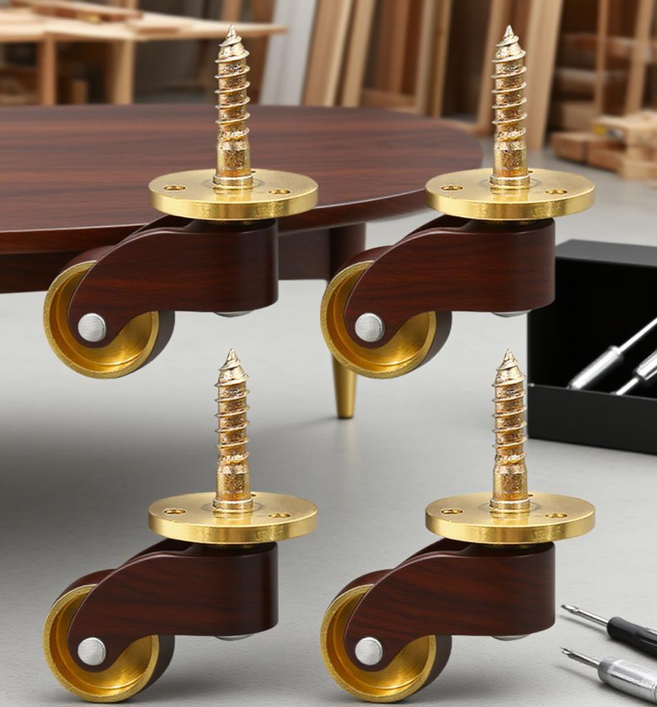 360 Degree Rotation Brass Caster Wheels Brushed Finish Enhanced Mobility Long-lasting Construction Perfect For Heavy Items