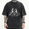 2026 Hot Sale Vintage Washed Black T-Shirt All Seeing Eye Triangle Mystic Wizard Graphic Unisex Gothic Short Sleeve Men Punk Streetwear Daily Tees Top