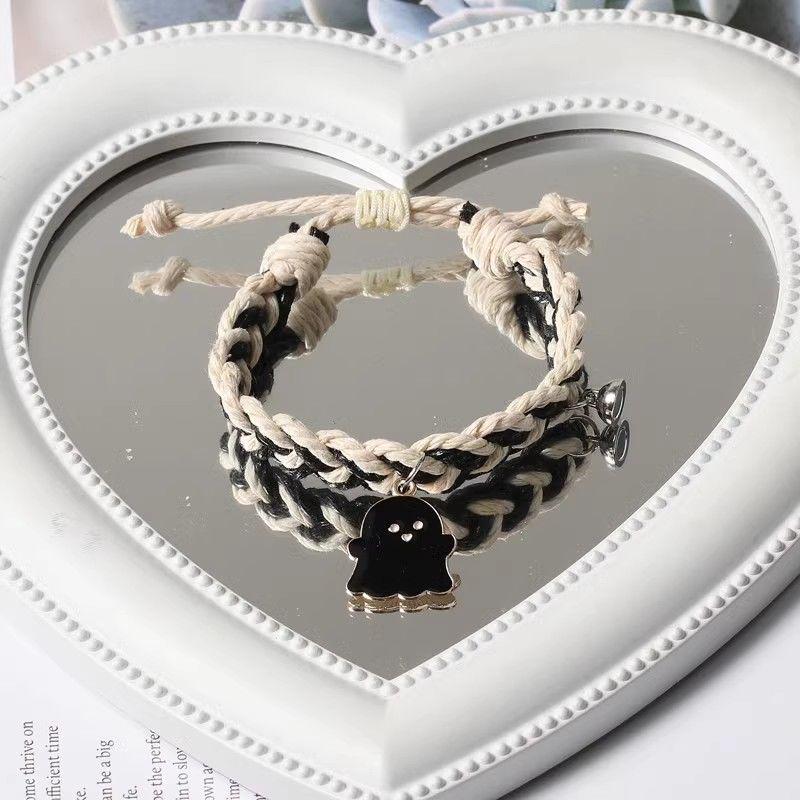Ghost Couple Magnetic Bracelets: Cute Cartoon Pair for Couples or Besties