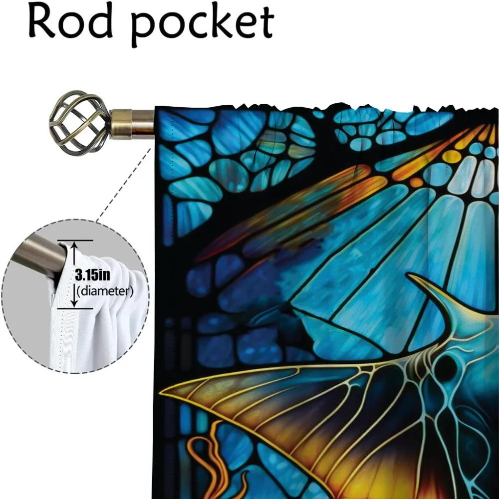 Modern Living Room Curtains for Camera Stained Glass Sealife Blackout Curtain Tulle for Bedroom Halloween Decoration Shades Home