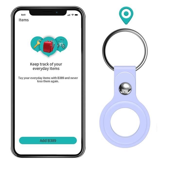 Coque Compatible avec AirTag de 2021 [Lot de 2] Silicone Violet Porte Clé de Tag Housse Protection Souple Phonillico®