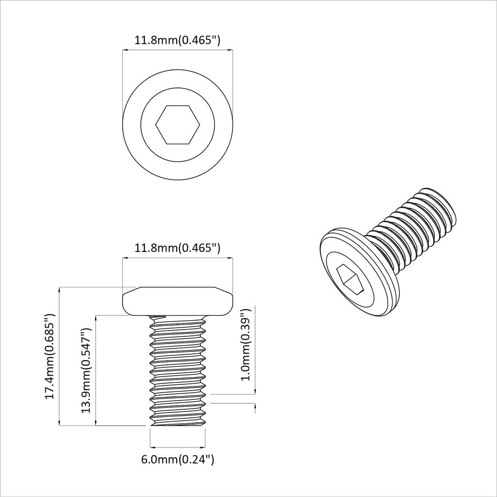 Hex Phillips Head Security Screw 12 Pcs Silver M6 X 15 Mm Steel